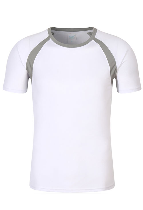白配灰色短袖圓領速干衣T恤款式圖