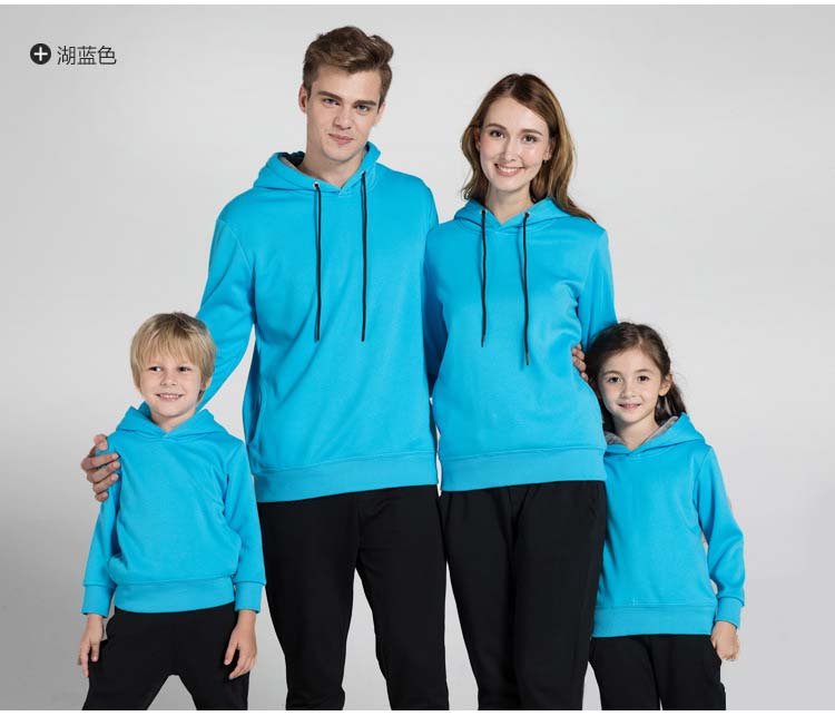 深圳工作服廠家加厚套頭衛衣批發訂做款式之湖藍色