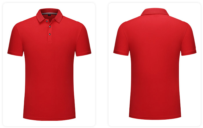 雪紡翻領短袖T恤衫工作服定制款式之紅色效果圖展示
